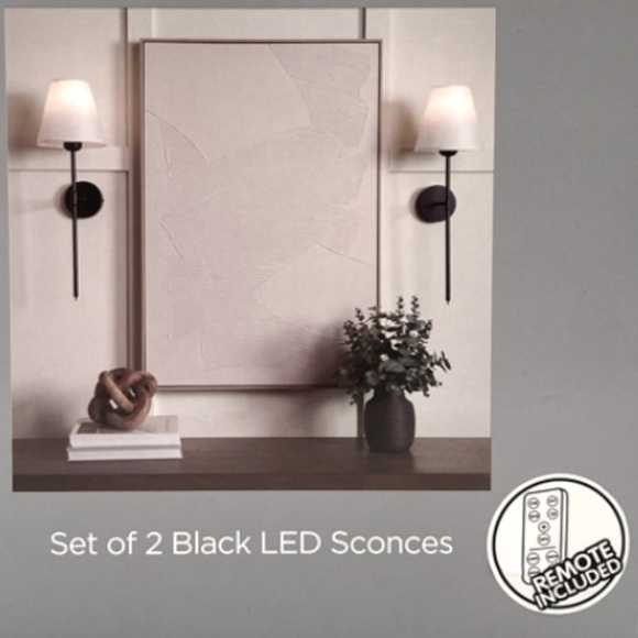 Set of 2 - Wall Scones LED Wireless - Black Metal - Remote - Picture 5 of 7